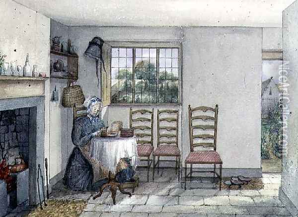 Mrs Hancock's Cottage, One of the Alms Houses at Anyhoe, 1846 Oil Painting - Lili Cartwright