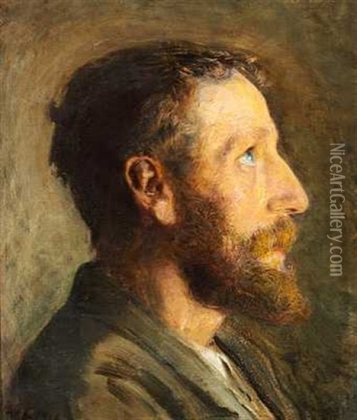 Profilportraet Af Kunstneren L. A. Ring Oil Painting - Knud Erik Larsen