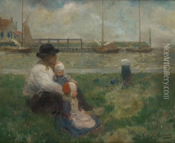 Le Marin Et Ses Deux Enfants Oil Painting - Frantz Charlet