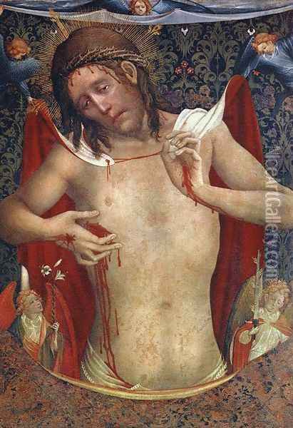 Vir Dolorum (Man of Sorrows) c. 1430 Oil Painting - Master Francke