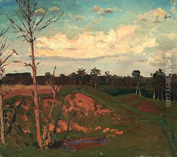Pejzaz Wiosenny, Ok. 1899 Oil Painting - Ferdynand Ruszczyc