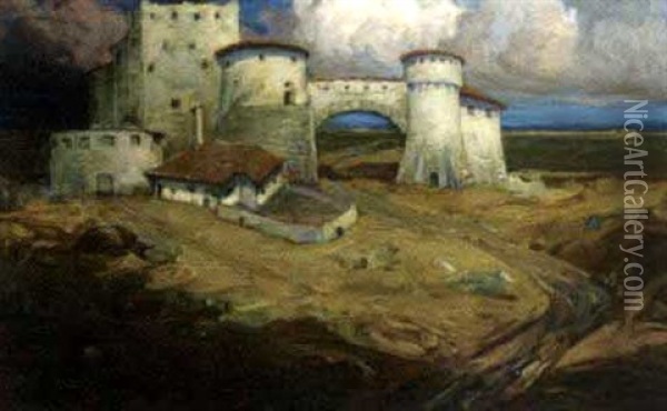 Schlos Am Meer Oil Painting - Heinrich Gollob