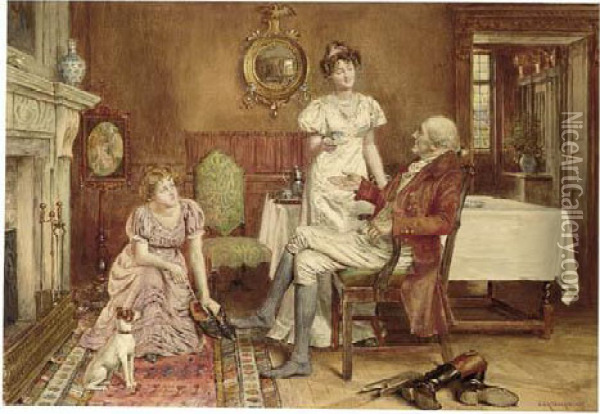 Tea-time Oil Painting - George Goodwin Kilburne