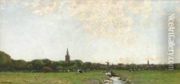 Hollandskt Landskap Oil Painting - Cornelis Kuypers