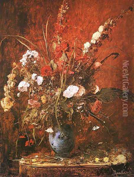 Large Flower-piece (Nagy viragcsendelet) 1881 Oil Painting - Mihaly Munkacsy
