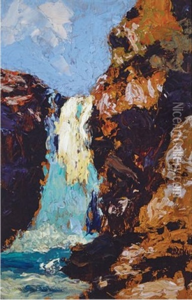 Waterfall, Algoma, 1920 Oil Painting - Francis Hans Johnston