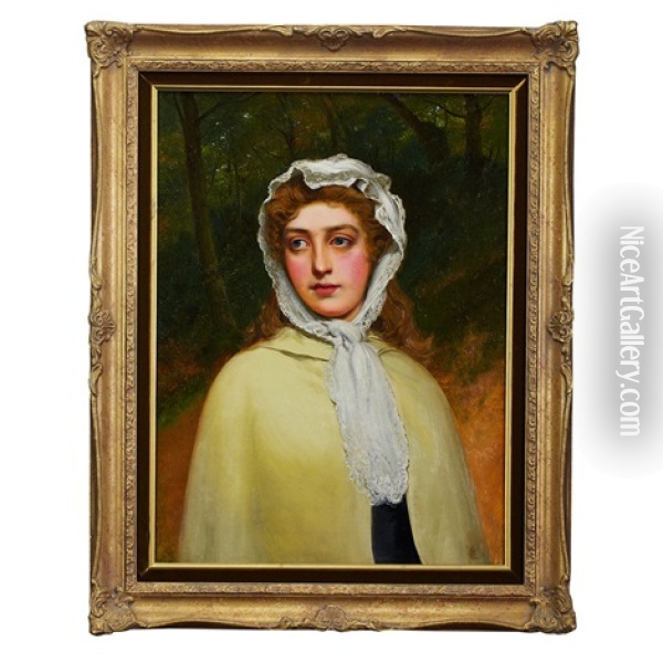 Girl With Lace Scarf Oil Painting - Charles Sillem Lidderdale