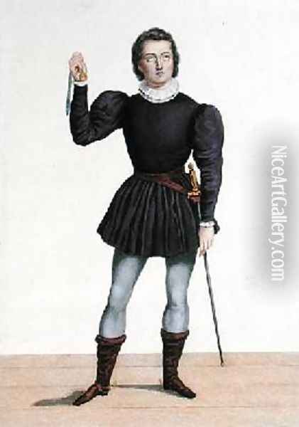 Frederick Lemaitre 1800-76 as Edgard in La Fiancee de Lammermoor Oil Painting - Lacauchie, Alexandre