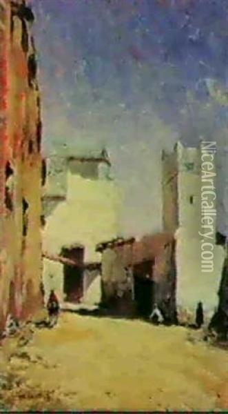 An Algerian Street Scene Oil Painting - Gustave Achille Guillaumet