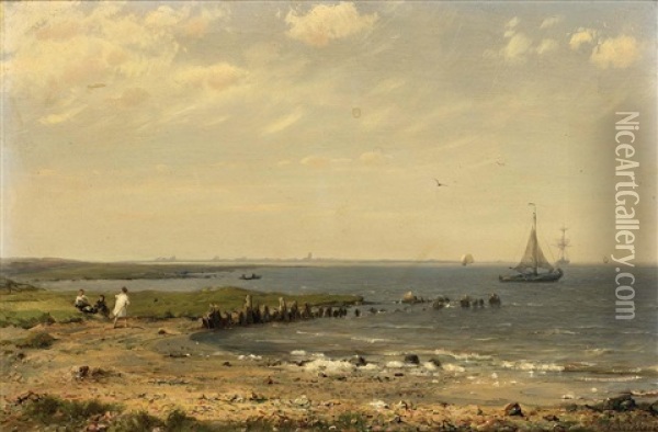 A View On The Zuiderzee Oil Painting - Hermanus Koekkoek the Younger