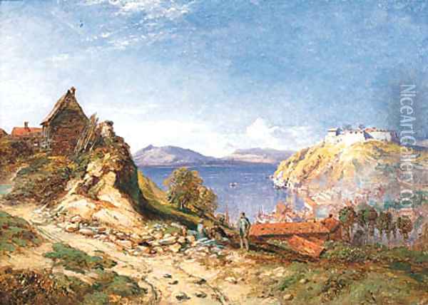 The Artist sketching, near Bergen, Norway Oil Painting - Samuel Bough