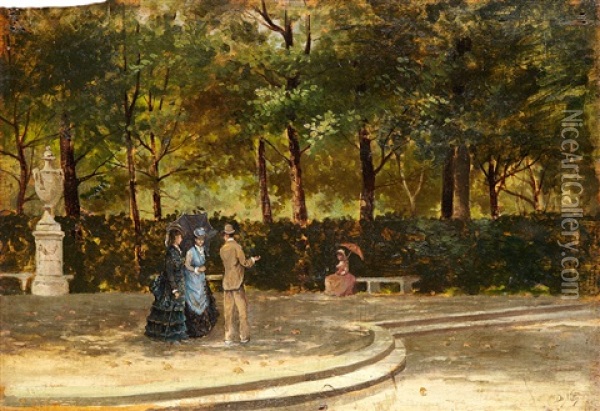 Promenade Dans Le Parc Oil Painting - Giuseppe de Nittis