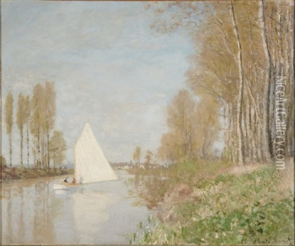 Voilier Sur Le Petit Bras De La Seine, Argenteuil, 1872 Oil Painting - Claude Monet