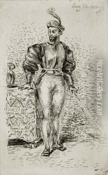 Un Homme D'armes Oil Painting - Eugene Delacroix