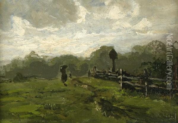 Herbststimmung An Einem Feldweg Oil Painting - Theodor Her
