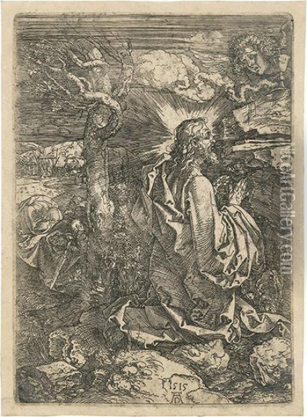 Christ On The Mount Of Olives. Oil Painting - Albrecht Durer