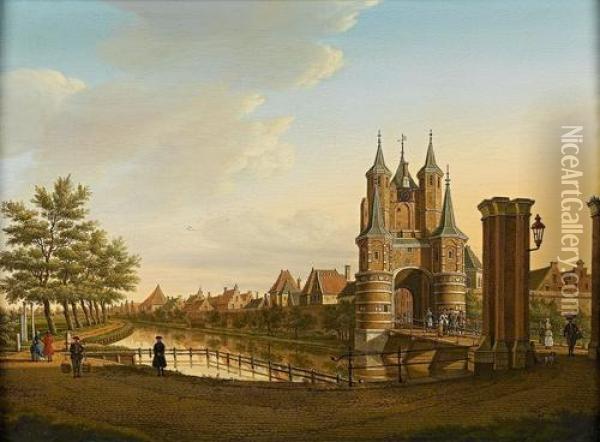 The Amsterdamse Poort, Haarlem Oil Painting - Paulus Constantin La Fargue