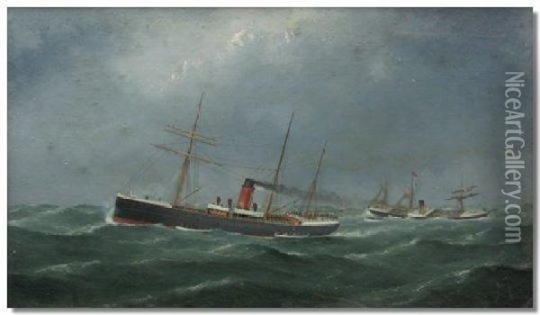 The Sinking Of The Alabama Oil Painting - George Mears