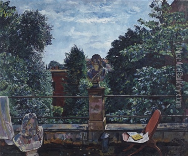 On The Roof Terrace Oil Painting - Erich Buettner