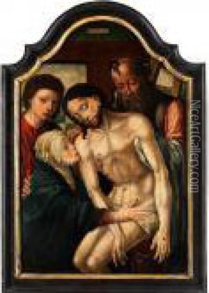 Tafelbild Mit Darstellung Derkreuzabnahme Christi Aus Prominenter Sammlung Oil Painting - Pieter Coecke Van Aelst