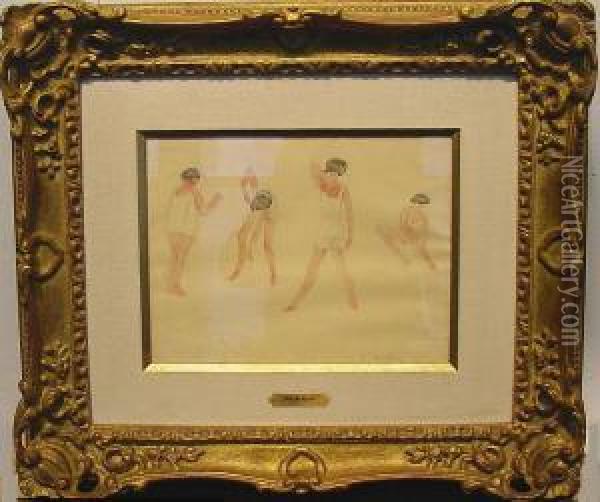 The Dancers And Sur La Plage: Two Oil Painting - Odilon Roche