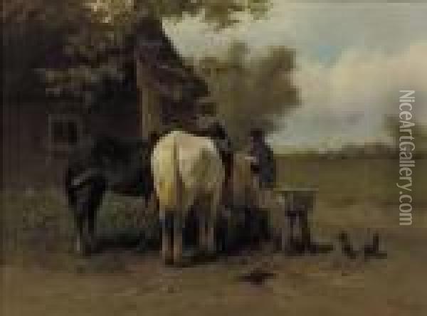 Paarden Van Den Stal Oil Painting - Anton Mauve