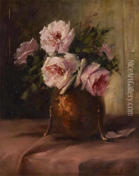 Vase Fleuri De Roses Oil Painting - Jan Deckers