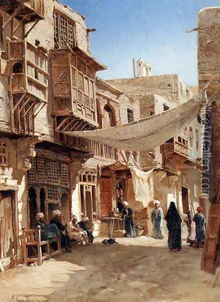 A Street In Boulaq Near Cairo Oil Painting - John Varley