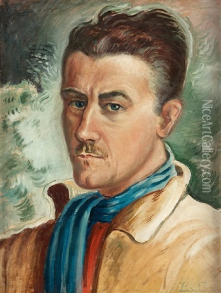 Sjalvportratt (selfportrait) Oil Painting - Leander Engstroem the Elder