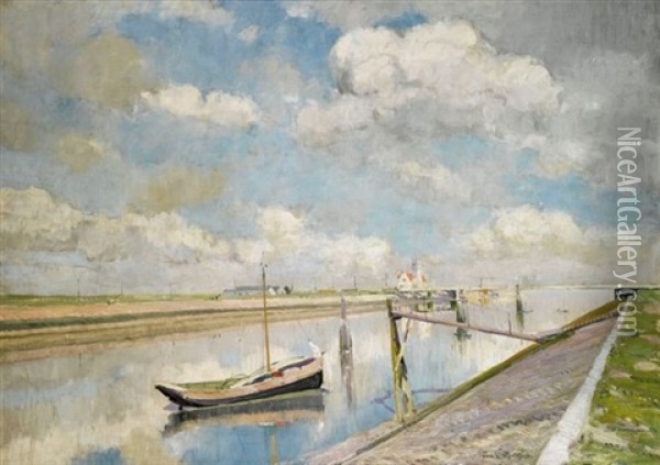 Le Chenal Zeebrugge Oil Painting - Paul Mathieu