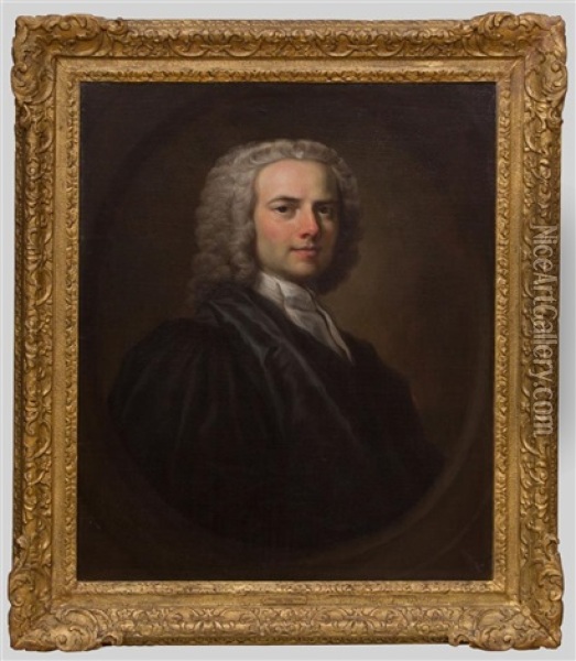 Portrait Of The Reverend John Lipton Of Tauton In Academic Robes Oil Painting - George Knapton