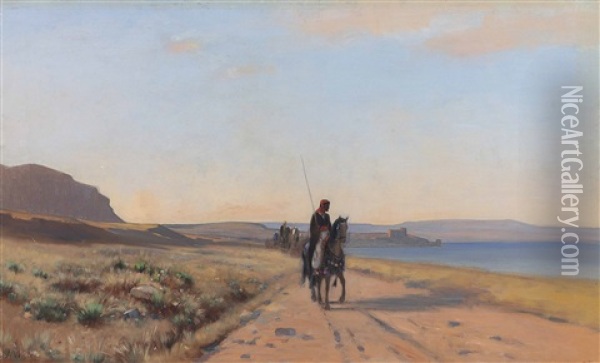 An Arab On Horseback Oil Painting - Auguste Louis Veillon