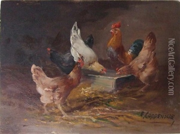 Scene De Basse-cour Oil Painting - Edmond Van Coppenolle