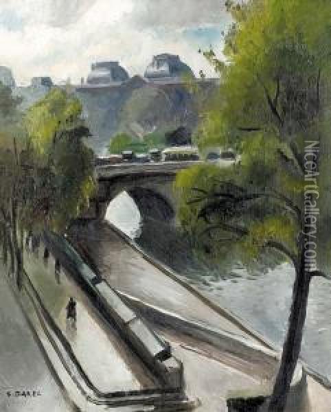 Sommerliche Partie An Der Seine In Paris. Oil Painting - Georges Darel