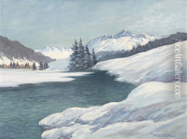 Verschneite Bachlandschaft In Den Bergen Oil Painting - Waldemar Theophil Fink