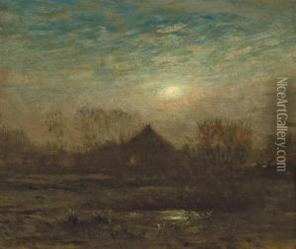 Moonlight Oil Painting - Dwight William Tryon