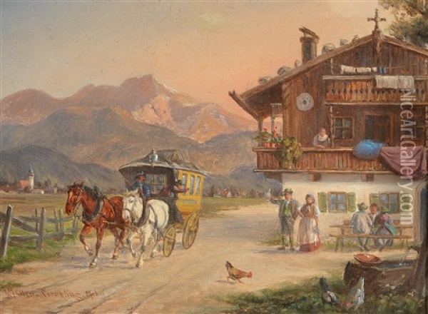 Post Coach Oil Painting - Ludwig Mueller-Cornelius