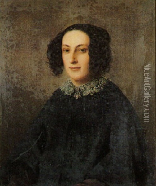 Portrait Of Josepha Heath Gulston, The Welsh Lady Novelist Oil Painting - William Charles Thomas Dobson