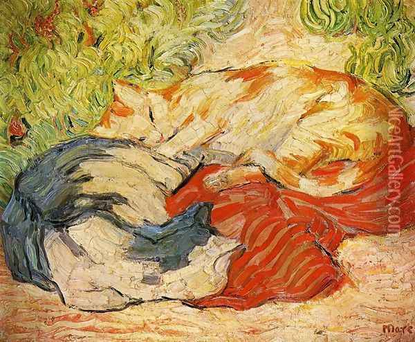 Cats Oil Painting - Franz Marc