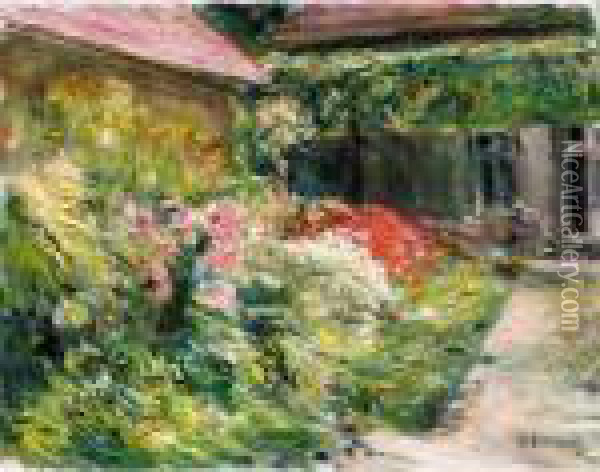 Blumenstauden Am Gartnerhauschen
 Nach Nordosten (flowers By The House Of The Gardener, Northeast) Oil Painting - Max Liebermann