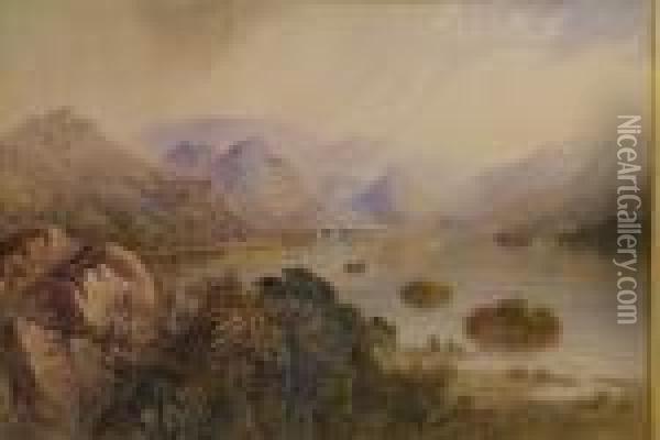 Derwentwater Oil Painting - Cornelius Pearson