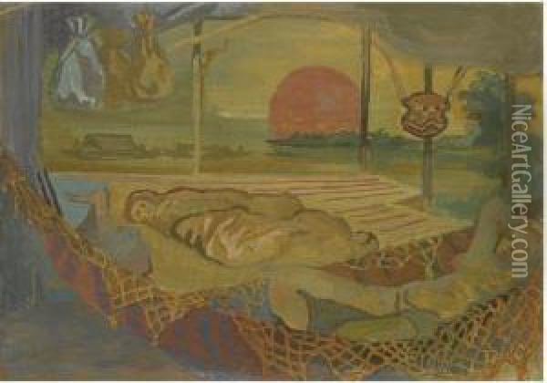 Nudes In Hammocks Oil Painting - Dmitrievich Grigor'Ev Boris
