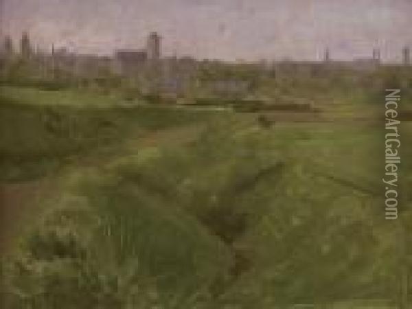 Across The Fields Oil Painting - Thomas Cooper Gotch