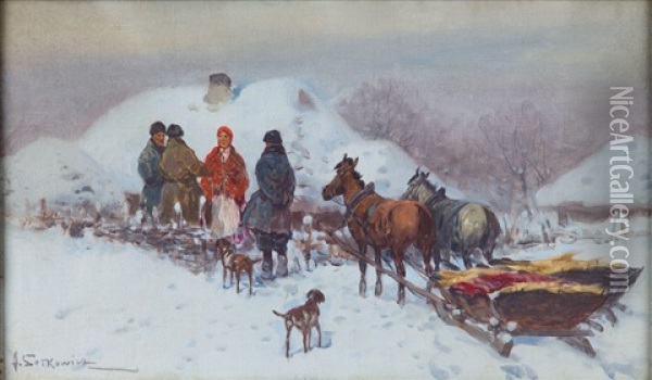 Winter Season Oil Painting - Adam Setkowicz