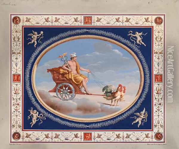 Mercury in a Chariot drawn by Cockerels Oil Painting - Michelangelo Maestri