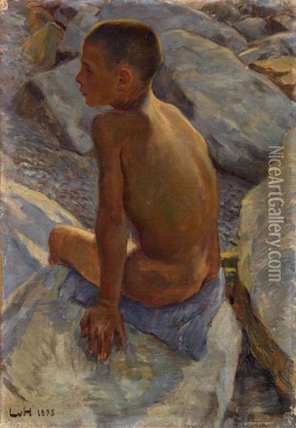 Sitzender Knabe, Ruckenakt Oil Painting - Ludwig Von Hofmann