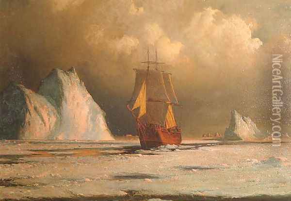 Working Through the Ice in Melville Bay Oil Painting - William Bradford