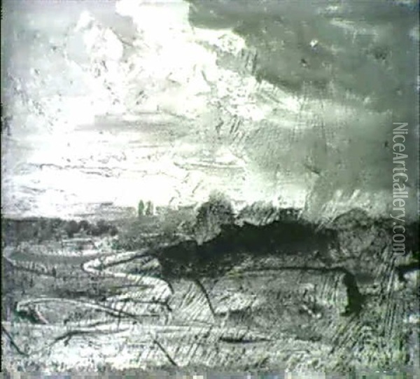 Gewitter-landschaft Oil Painting - Carl Ebert