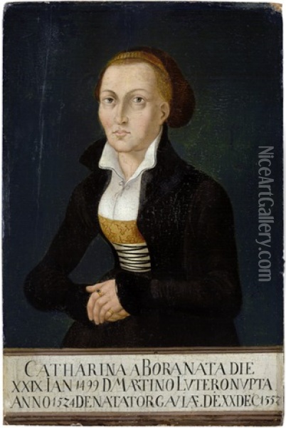 Bildnis Der Katharina Von Bora Mit Textband Oil Painting - Lucas Cranach the Elder