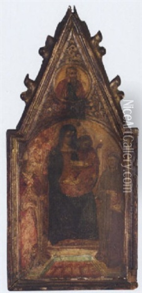 The Madonna And Child With Saint Nicolas Of Bari And Saint Augustine Oil Painting - Lorenzo di Bicci